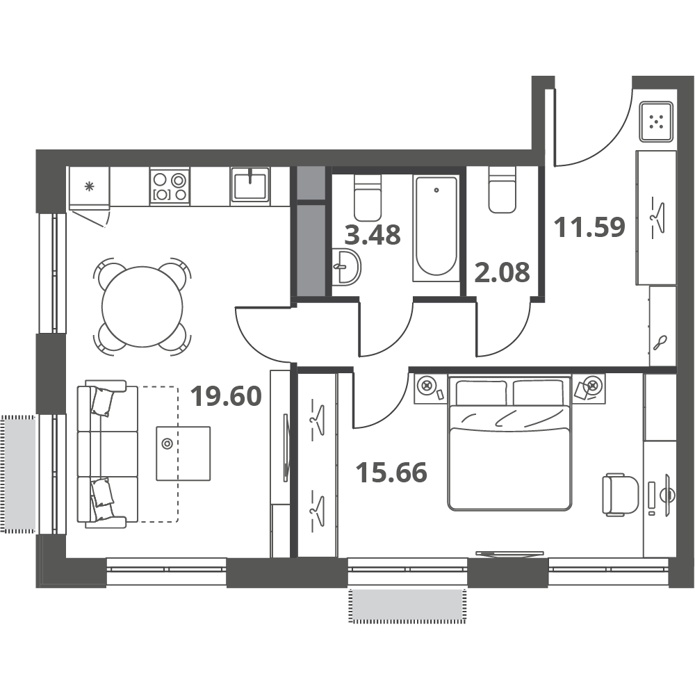 Планировка квартиры в ЖК "Kinetik (Кинетик)" - фотография 2